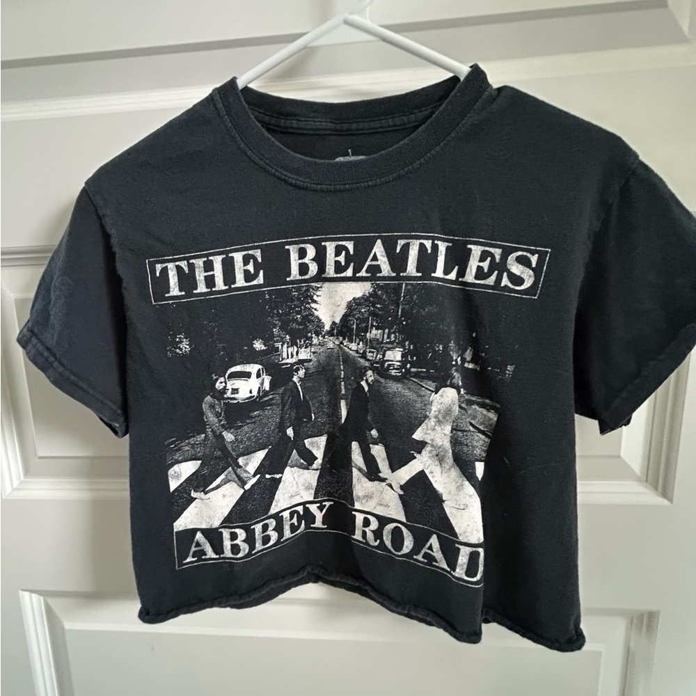 The Beatles Abbey Road Black Crop T-Shirt, Size Small